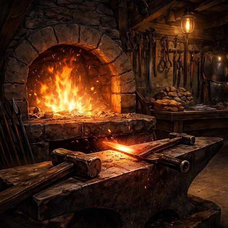 Fantasy blacksmith interior